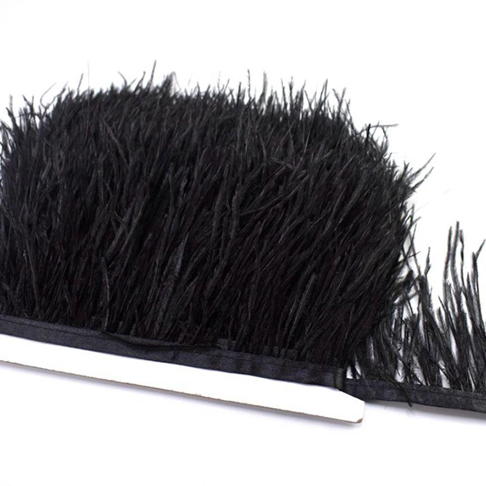 Feather1 Meter Ribbon Tassel Natural Ostrich Feathers 8-10cm Wide Fluffy Texture Ostrich Feathers Trim Sewing Decoration Apparel Fabric