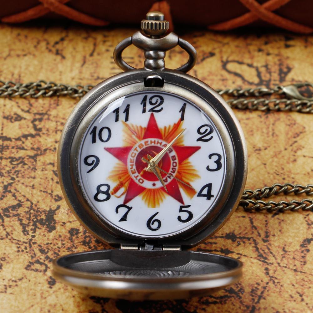 10pcs/lot Wholesale Carved Five-Pointed Star Pattern Dial Quartz Pocket Watch Necklace Pendant Gifts For Man with Fob Chain