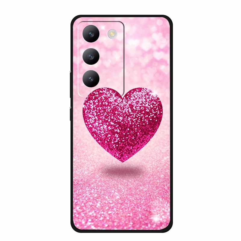 Für vivo V40 SE Hülle Luxus TPU Weiches Silikon Handy Rückabdeckung für vivo V40 SE 5G Schutz Stoßfest Blumen Mädchen Niedlich Hülle
