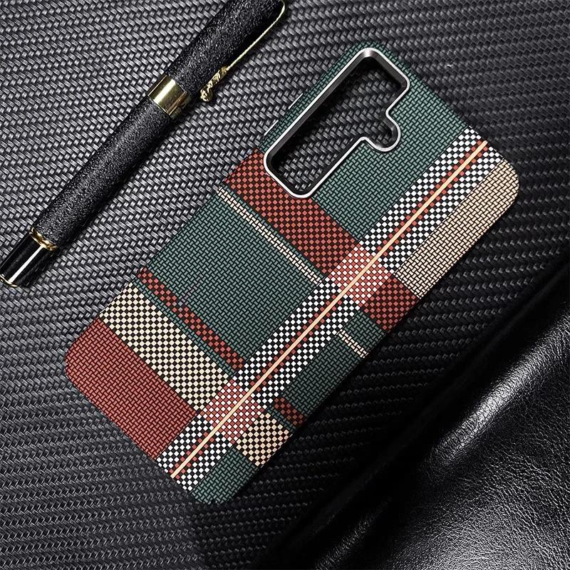 For Samsung Galaxy S25 Ultra Carbon Fibre Relief MagSafe Phone Case S23 S24Ultra Plus Wireless Charging Hard PC Shockproof Cover