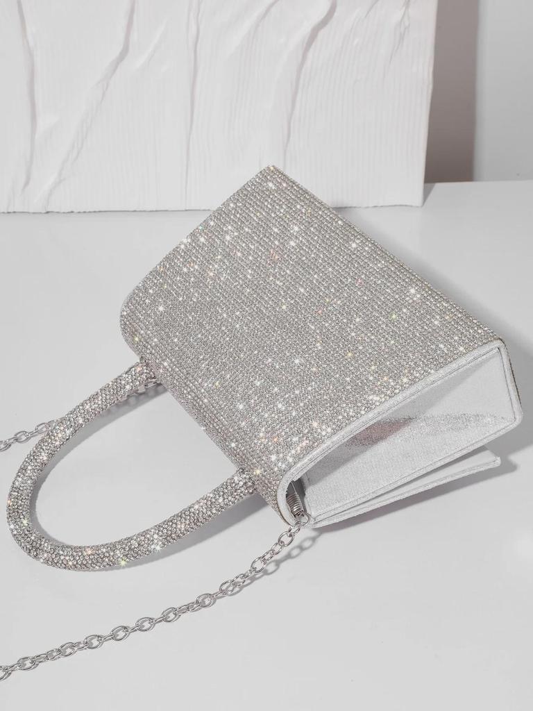 2024 Luxurious Rhinestone Bow Evening Bag - European & American Bridal Clutch