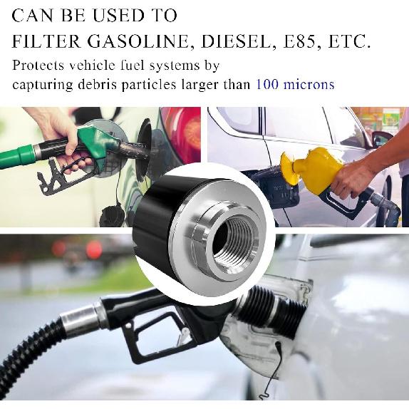 High Flow Inline Fuel Filter 100 Micron Cleanable 6AN 8AN 10AN Adapter Universal Fuel Filters5