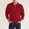 Frühling Herbst Männer Shirts Langarm V-ausschnitt Halbe Knopfleiste drehen-unten Kragen Casual Top Einfarbig T-shirt