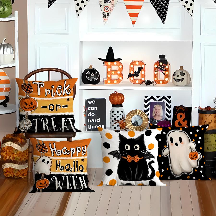 Neuer Kissenbezug Vier Stück Halloween-Thema Gruselig Horror Feiertags-Party Dekoration