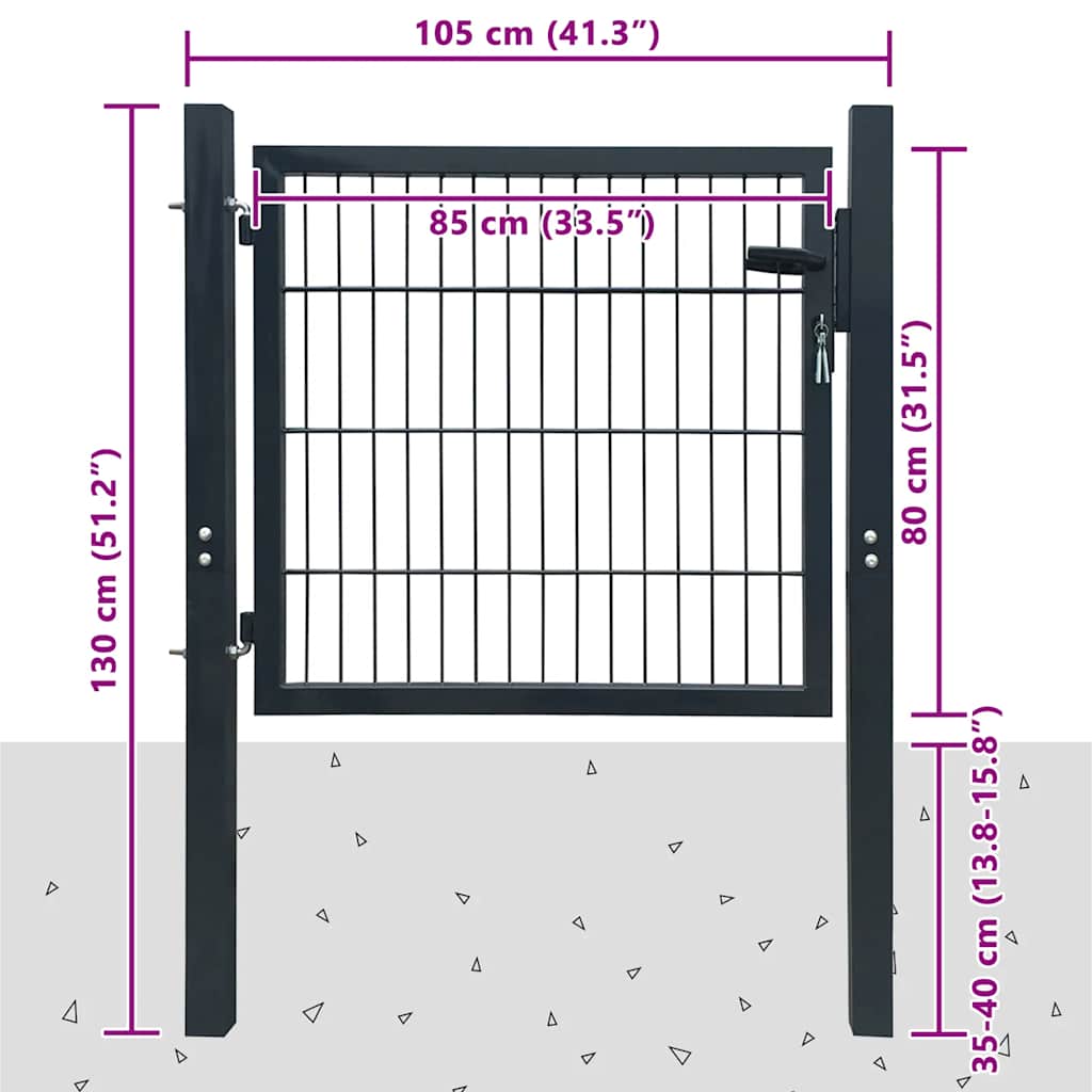 Vidaxl Puerta de Jardín 2D (Individual) Antracita-Gris 100X80 Cm
