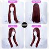 Deep Red Wig Long Sprincess Traight Bangs 22 Inch  Fiber Synthetic Heat-resistant Natural Party or Selfie For Women Korean Fashion