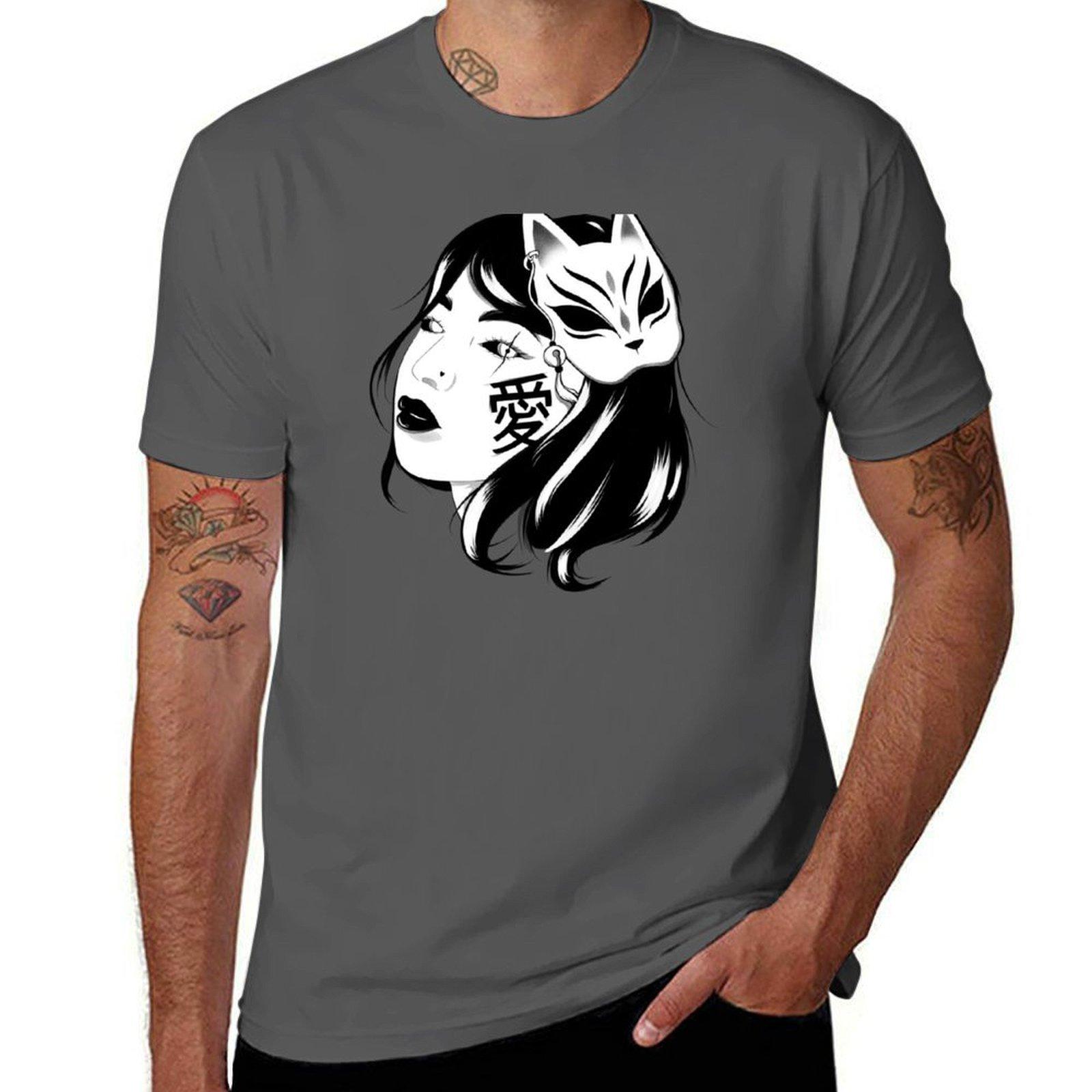 

Japanese Masked Girl T-Shirt t shirt custom print cotton t shirt man T-Shirt 4XL