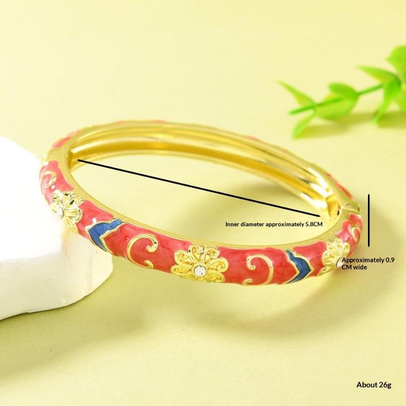 Oriental Bracelets Chinese Cloisonne Enamel Bracelet Traditional Flower Bangle Ethnic Vintage Women'S Hand Jewelry Gift