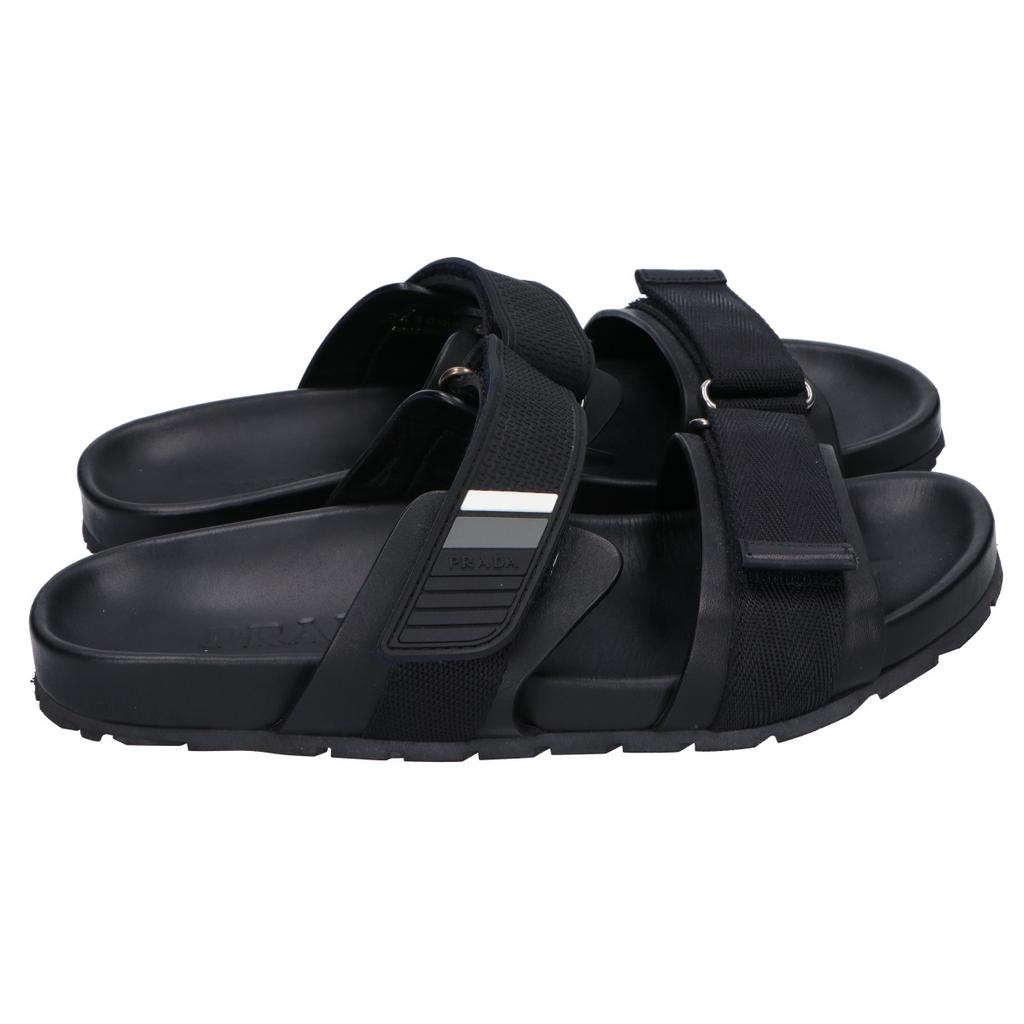 PRADA [Good Condition] 2X3002 Velcro Leather Slide Sandals shoes 6 1/2 blackUsed