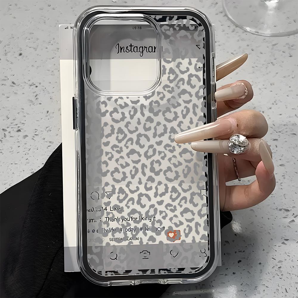 Leopard Print Pattern Phone Case For iPhone 17 16 15 14 13 12 11 Pro Max Plus Air 2 in 1 Candy Color Clear Silicone Cover