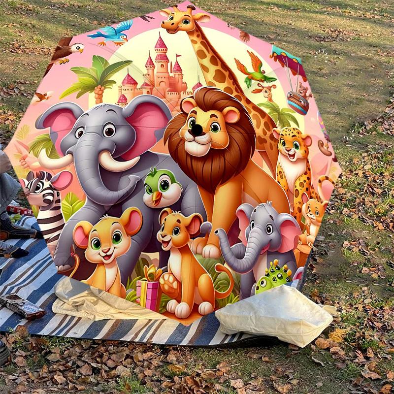 1PC Animal Castle Umbrella-8-Rib Reinforced, Automatic Open, Lightweight & Durable, Fashion Accessory for Outdoor, H0329