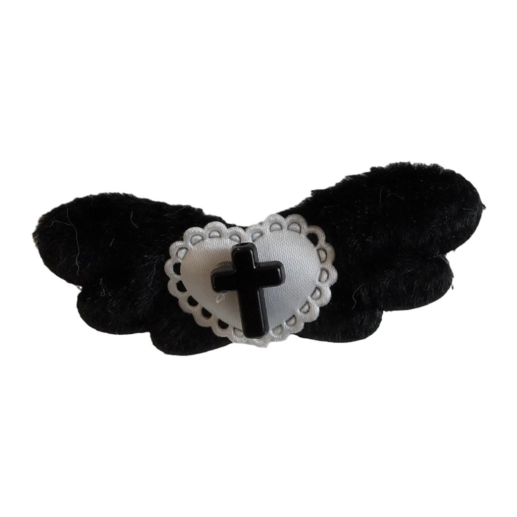 Gothic Y2K Angel Wing Hair Clip Aesthetics Sweet Cross Heart Hairpin Barrettes Bobbypins Hair Accessories for Side Bangs