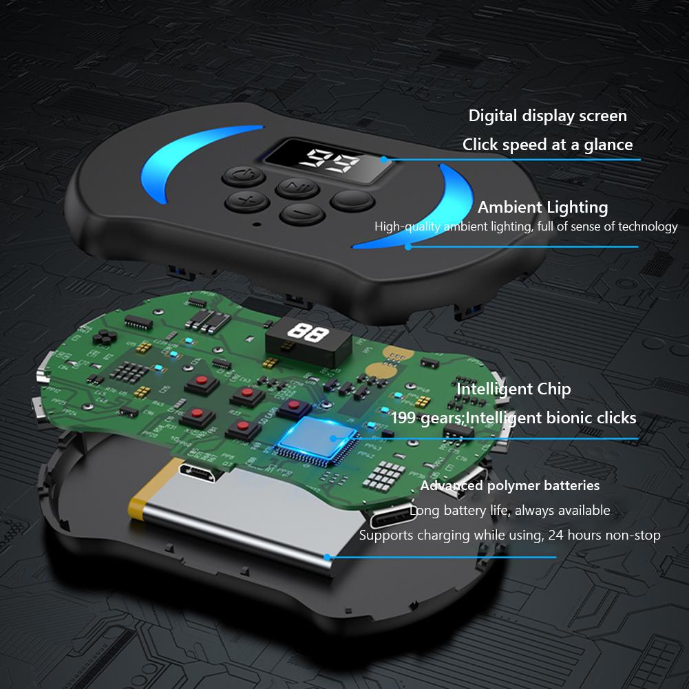 Phone Auto Device Screen Clickers with Digital Display & Blue Light Auto Tapper Taps for Games Live Broadcasts Deal Reward Tasks