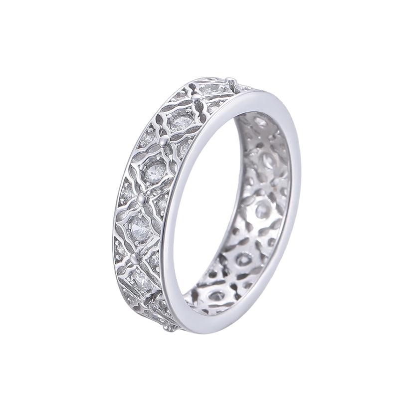 Cuiyan S925 Silver Korean Luxury Lace Argyle Engraved Women's Exquisite Index Ring