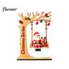 Unique Wood Craft Gift Wooden Swing Ornament with Santa Claus/Bear for Christmas, Tabletop Natural Grain Ornaments Claus Figurine Home Living