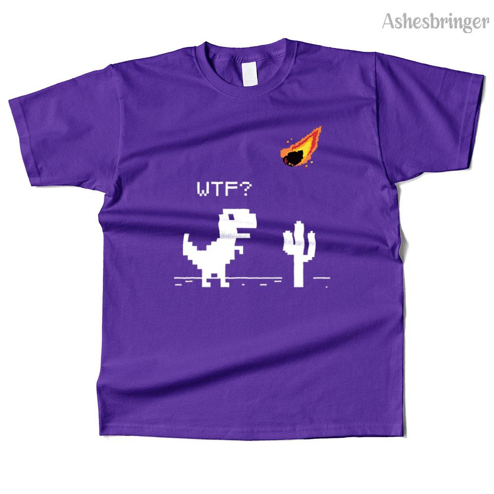 Mens Cotton WTF??? 8 Bit Graphic Funny T-REX T Shirt Street Casual Style Tee for Men and Women