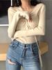 Stylish Women's V-Neck Long Sleeve Knit Top, Slim Fit T-Shirt for Autumn 2026