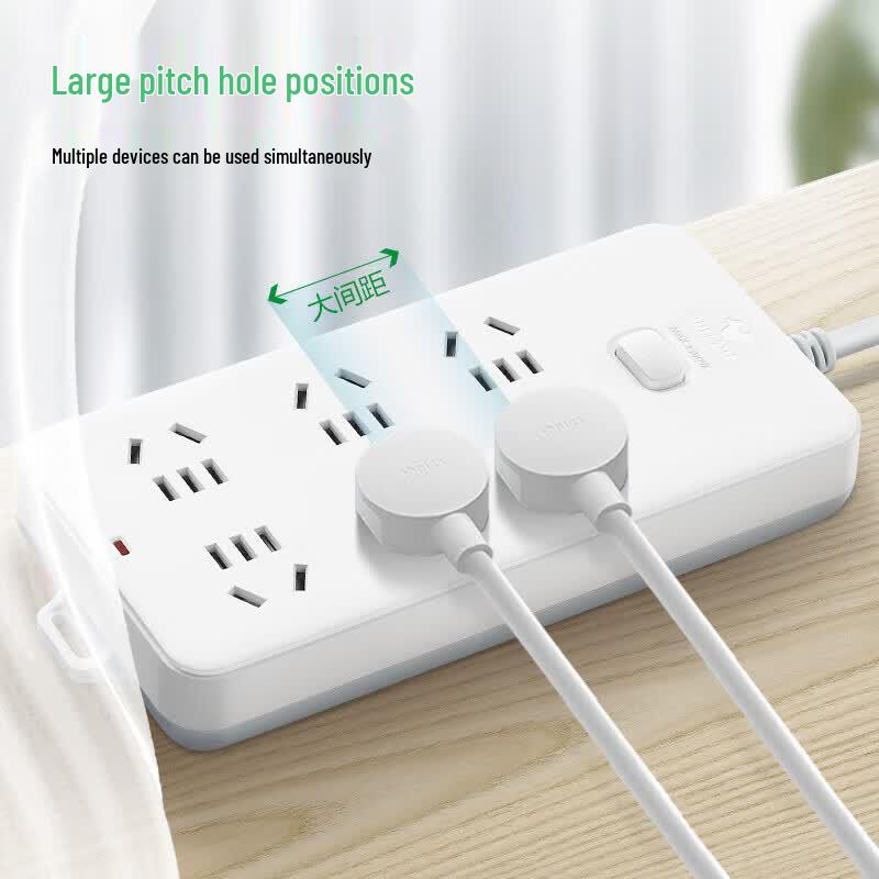 BULL 6-Outlet Master Switch Power Strip CN Plug (adapter Included)