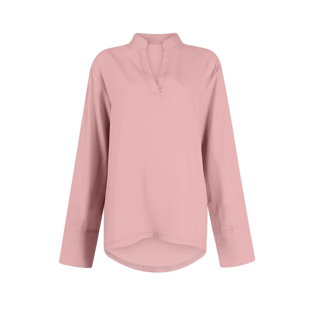 Women's Fashion Casual V-Neck Shirt Long Sleeve Top