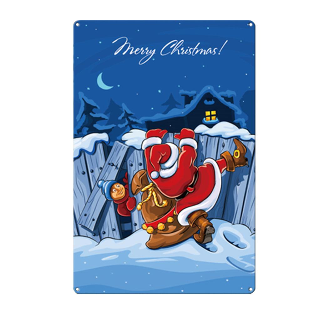 Merry Christmas Metal Tin Sign Plaque Santa Claus Posters New Year Iron Painting Home Bar Cafe Pub Decoration Wall Art Plates