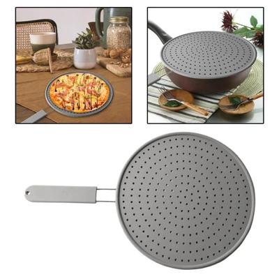 Schermo antischizzi in silicone per cucina con maniglia, protezione antischizzi per olio resistente al calore, coperchio per scolapiatti, coperchio per padella da cucina