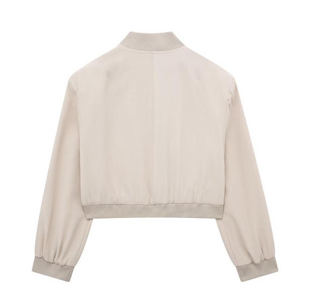 Summer 2024 Women's European-American Style Bomber Jacket with Large Pockets