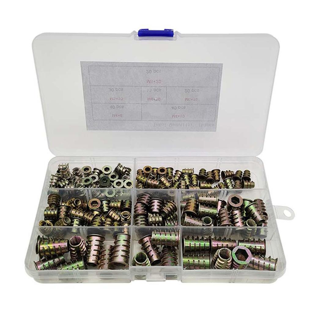 120-Piece Zinc Alloy Hex Socket Nut Set - M4 to M10 Threaded Inserts