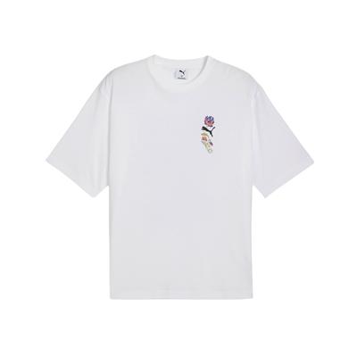 Puma Floraler Grafik Boxy Rundhals Sportlich Lässig Kurzarm Besticktes T-Shirt Herren Tops Weiß 633349-02