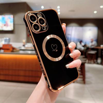Lüks Magsafe Manyetik Aşk Kalp Telefon Kılıfı iPhone 15 14 13 12 11 Pro Max Plus Kablosuz Şarj Darbeye Dayanıklı Kılıflar Kapak