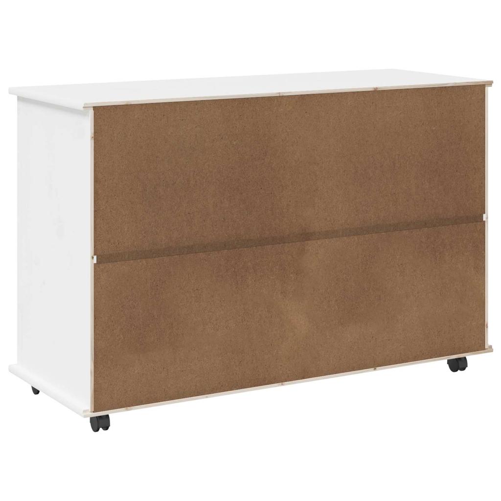 Rollcontainer mit Rädern Weiß 100 x 39 x 65,5 cm Massivholz Kiefer