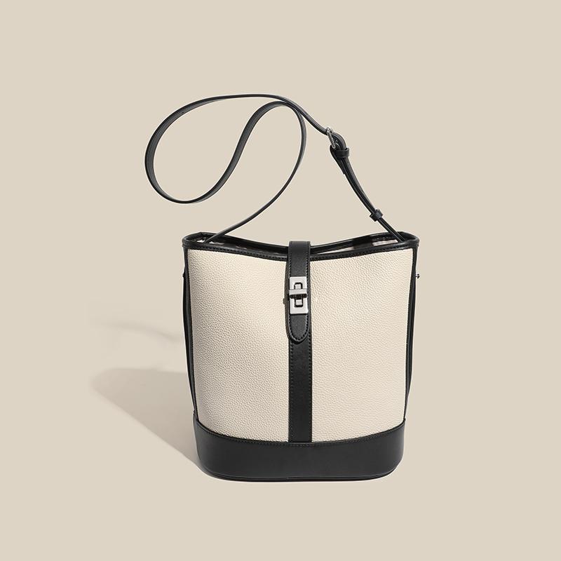 Сумки-ведра женские из коровьей кожи с узором личи большие сумки через плечо для женщин из натуральной кожи 20cm ltMax Length lt30cm черный белый 8948₽