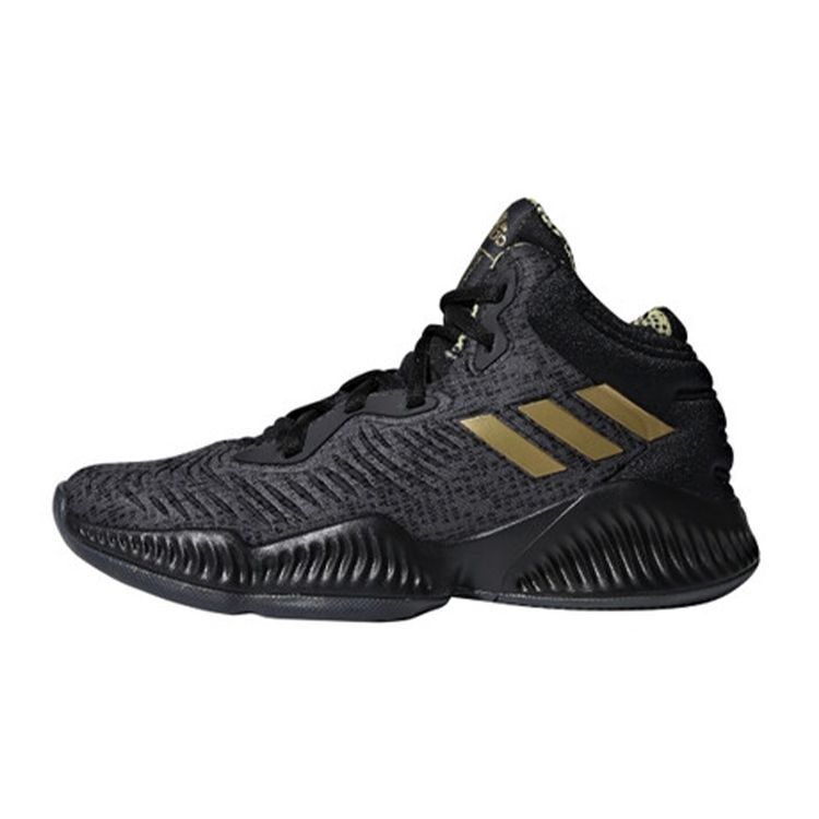 Adidas Mad Bounce 2018 High Top Retro Basketball Shoes Kids Sneakers Black Gold BB7545