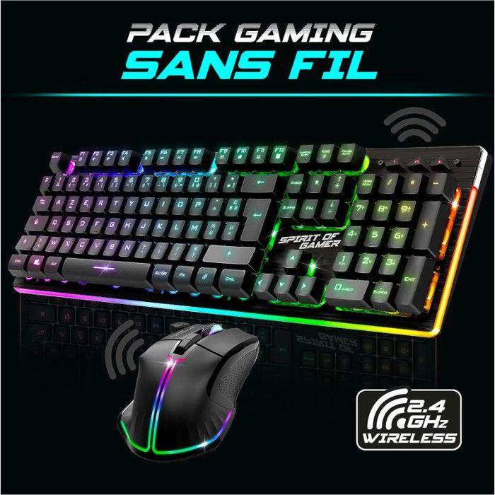 Pack gamer - spirit of gamer - mk600 - clavier souris sans fil - rétroéclairage rgb - azerty fr