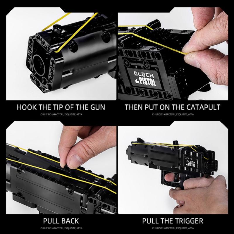 MOULD KING Blocuri creative de jucării Pistol The Glock Model de pistol automat Blocuri de construcție Cărămizi Jucării pentru copii Cadouri de Crăciun