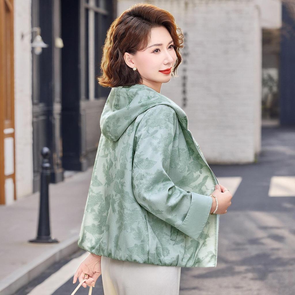 Hooded Spring Jacket for Women 40-60: Plus Size, Stylish & Comfortable for Middle-Aged & Elderly.