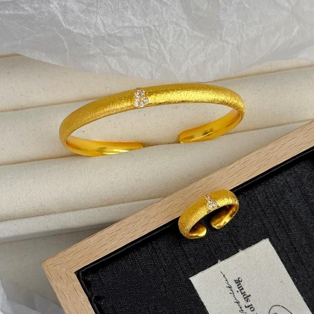 Brushed Gourd Open Bracelet for Women Niche, Light Luxury and High-end Feel