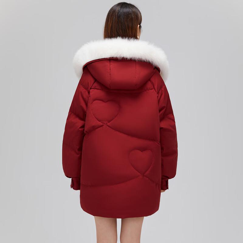 Xuezhongfei Women's Short Hooded Fur Collar Winter Down Jacket