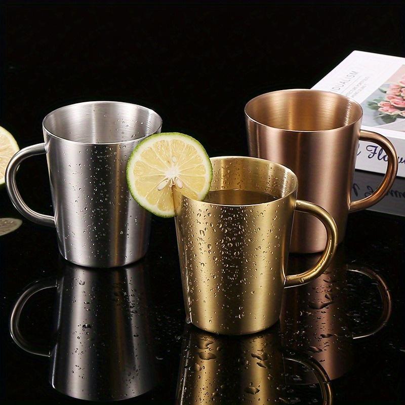 1PC 300ml Water Cup Home Dining Drinkware Mugs Stainless Steel Beer Cup Coffee Mugs with Handle