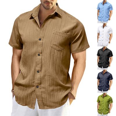Ανδρικό Μόδα Κολάρο Μονόχρωμο Πουκάμισο Casual Κοντομάνικο Τοπ