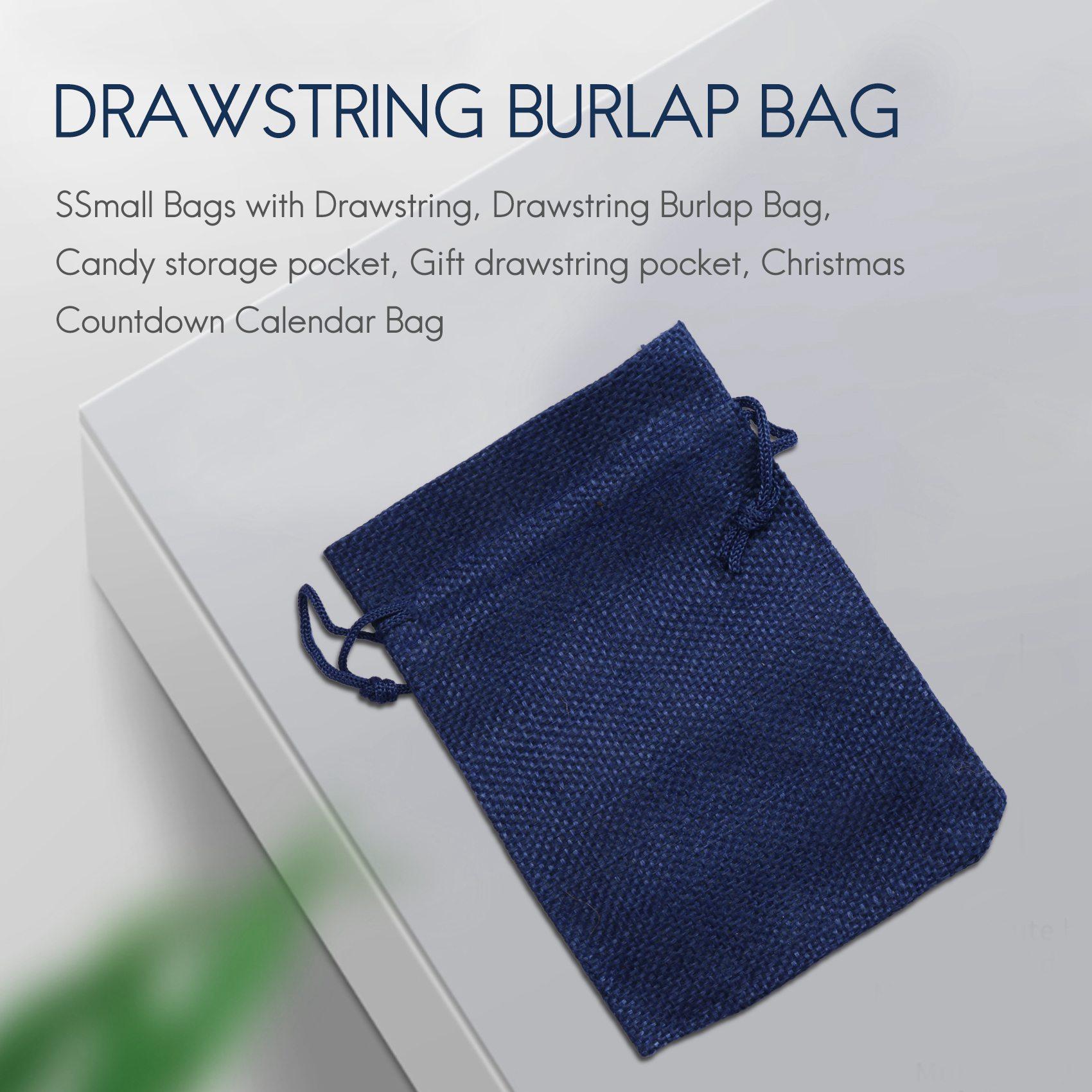 

ABWR-Christmas Advent Calendar Bag Set 24 Days Drawstring Gift Bag With Christmas Hanging Wooden Pendant Candy Bag