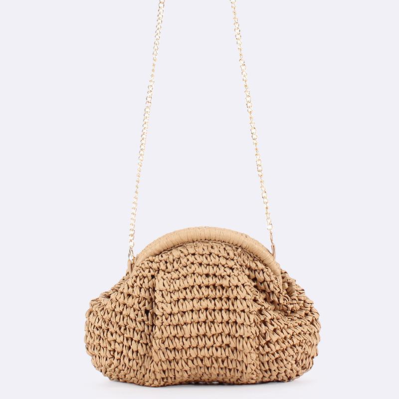 Summer  Straw Weaving Crossbody Bag Fashionable and Casual Shell Bag Women's Shoulder Bag with Excellent Texture