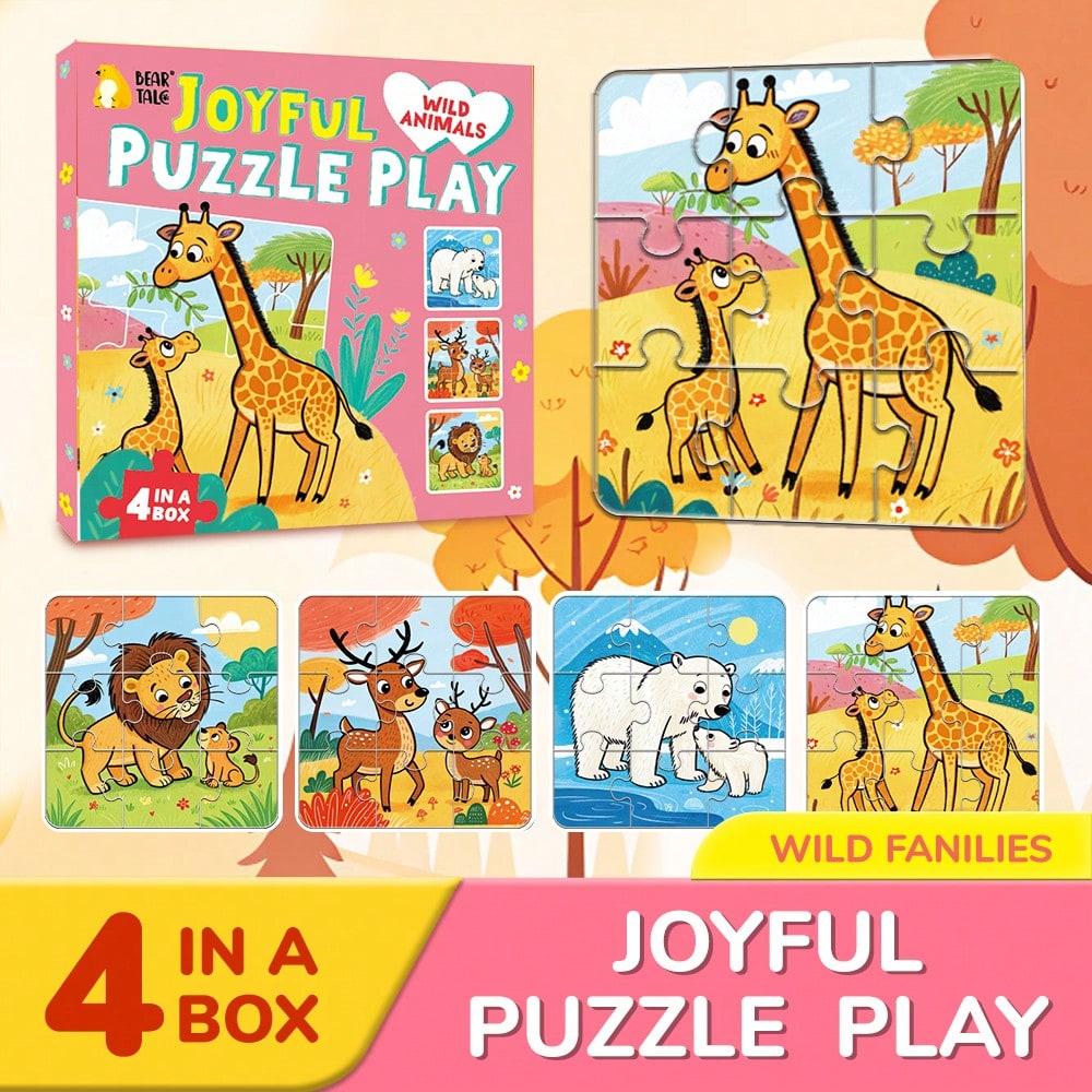 4-in-1 Christmas Jigsaw Puzzle for Kids Santa Claus Snowman Christmas Tree Elk Toddlers Stocking Stuffers Toys Xmas Party Favors