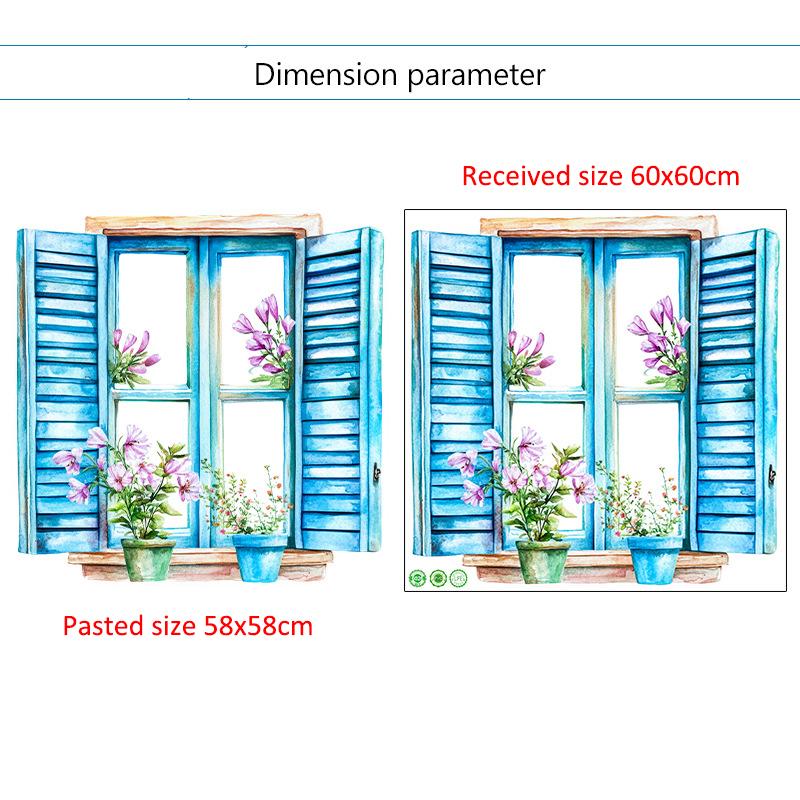 3D Fake Window Wall Sticker Self Adhesive Window Sill Flower Butterfly Decal for Living Room Bedroom Decoration Home Decor
