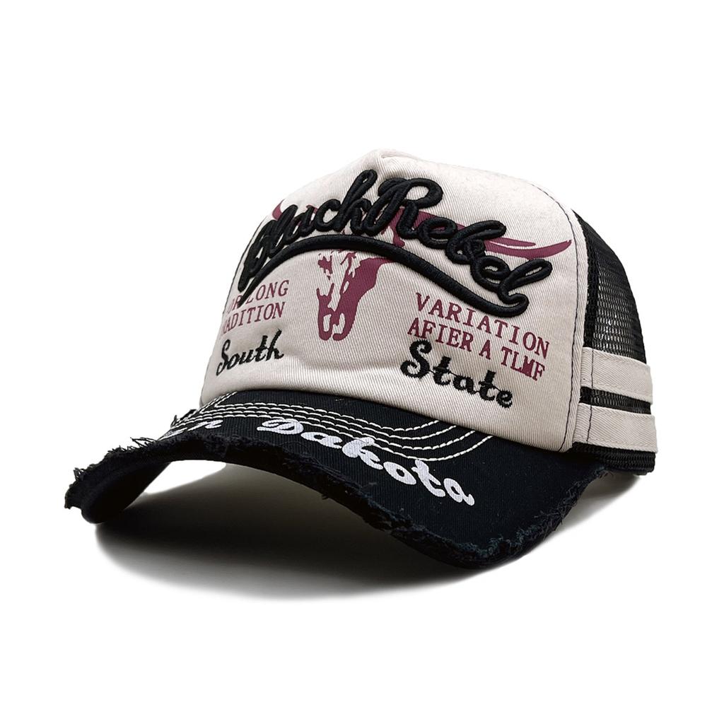 Washed Hat With Mesh For Women, Summer Washed Bullhead Baseball Cap, Men'S Trendy Casual Embroidered Baseball Cap