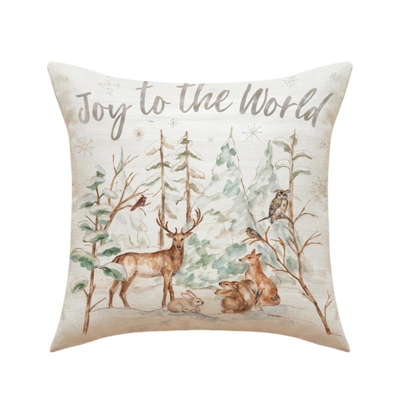 Decorative Animal Antler Cushions Cover 45x45cm Soft Cotton Linen Blend Pillowcase for Sofa Chair