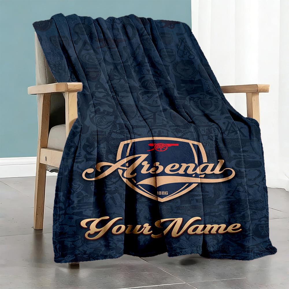 Arsenal Personalized Name Blanket Lightweight Customizable Blanket Soft & Cozy Throw For Living Room Seaside Home Decor Picnics All-Season Use