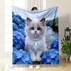 1PC The Puppy in The Flower Bushes Print Warm Comfortable Blanket Home Travel Camping for Adults and Kids Luxury Gifts