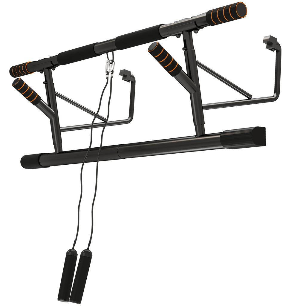 Pull-Up Bar Doorway Pull-Up Bar with Resistance Bands Padded Handles 100 X 43 X 27 Cm Black