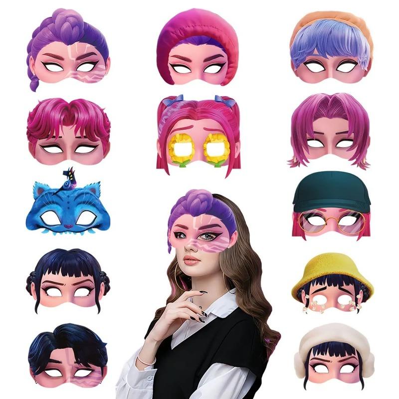 k 12pcs Kpop Demon Hunters Mask  Birthday Party Cosplay Party Photography Props Decorations Girls Boys  Halloween Party Gifts A