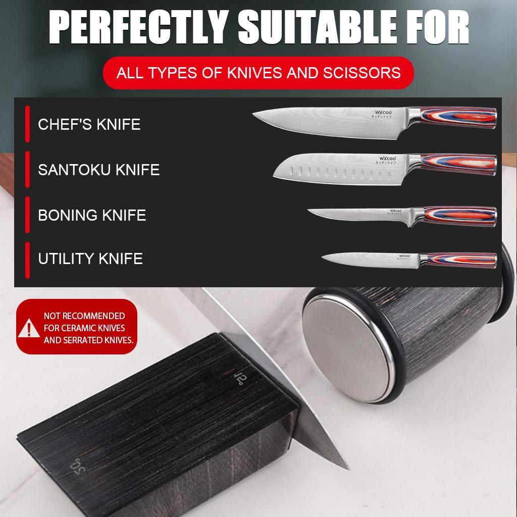 Rolling Knife Sharpener Fast Diamond Ceramic Discs 15° /20° Magnetic Angles for Any Blade Hardness Sharpening Kit with Gift Box